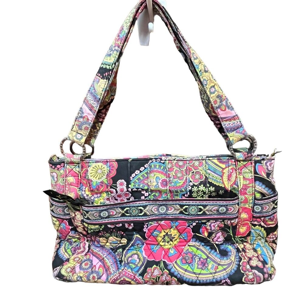 Vera Bradley Stephanie Shoulder Bag Handbag Purse Tote Symphony In Hue Cotton